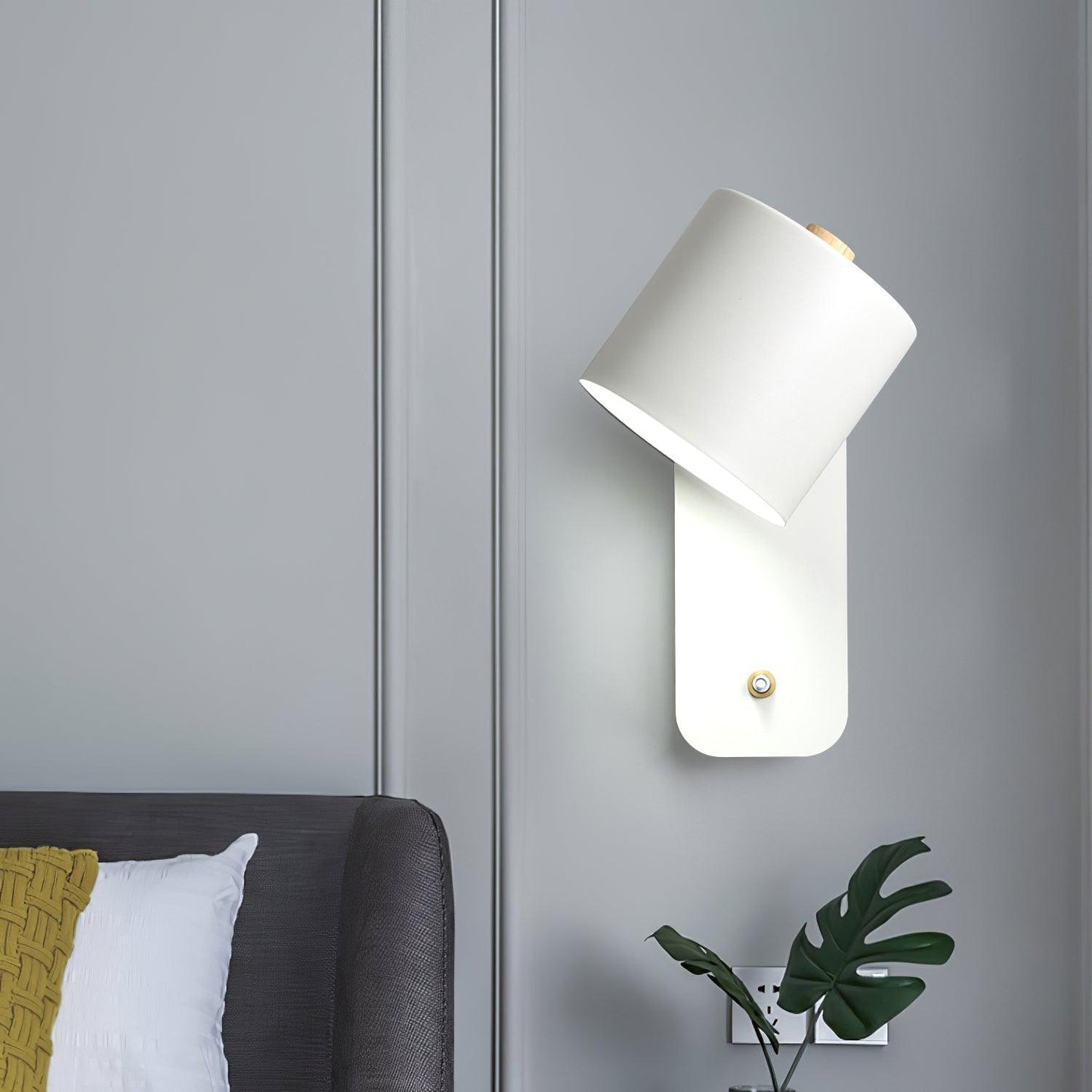 Rotatable Cylinder Plug-in Wall Lamp with Adjustable Brightness for Living Room & Bedroom Lighting