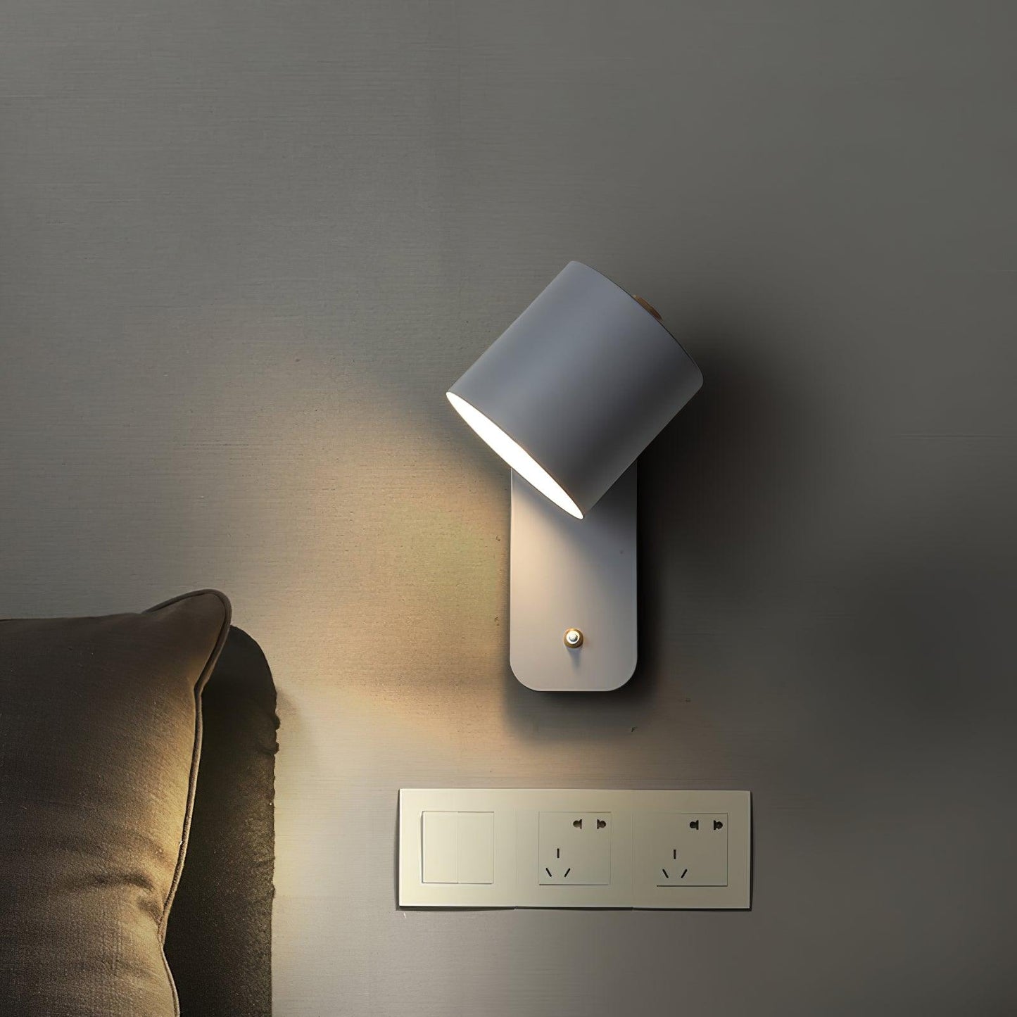 Rotatable Cylinder Plug-in Wall Lamp with Adjustable Brightness for Living Room & Bedroom Lighting