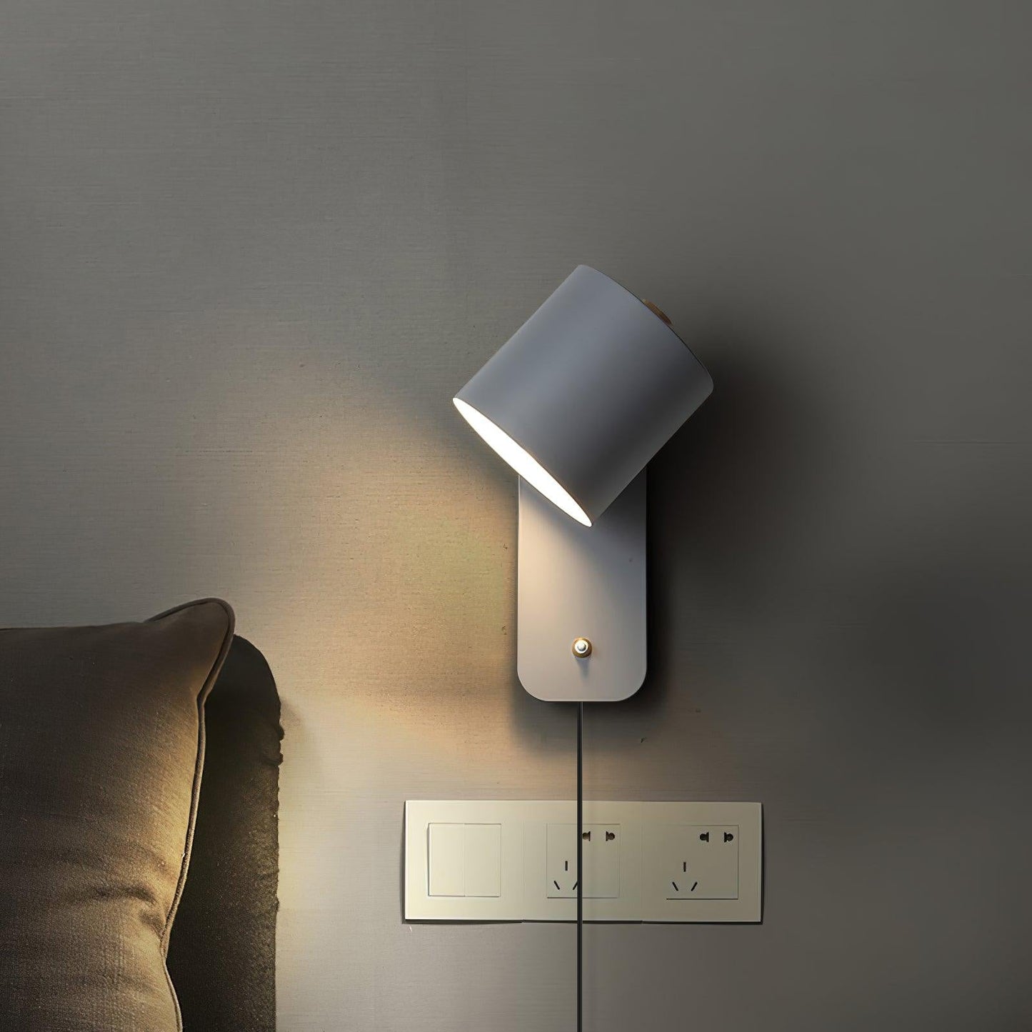 Rotatable Cylinder Plug-in Wall Lamp with Adjustable Brightness for Living Room & Bedroom Lighting