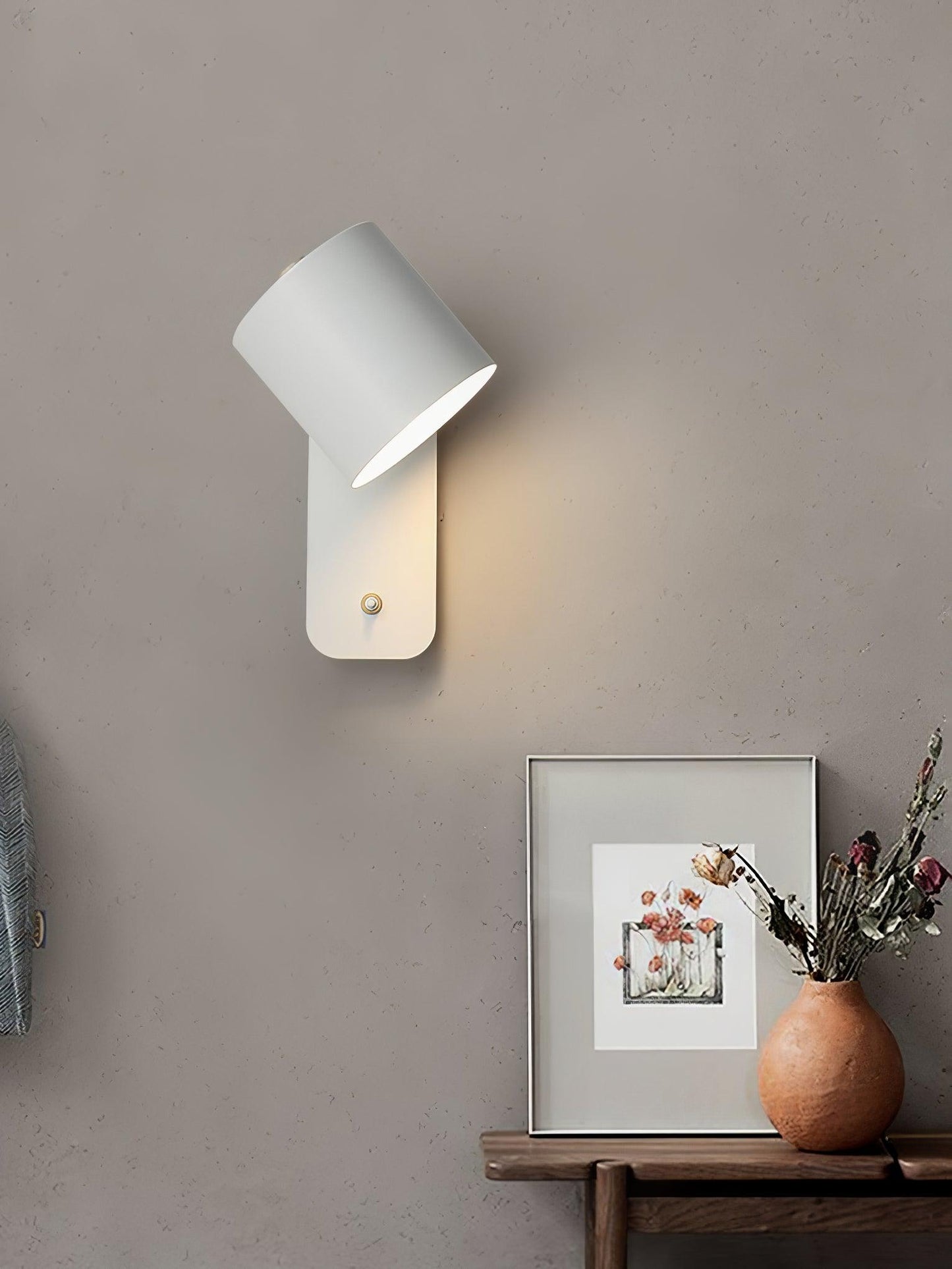 Rotatable Cylinder Plug-in Wall Lamp with Adjustable Brightness for Living Room & Bedroom Lighting