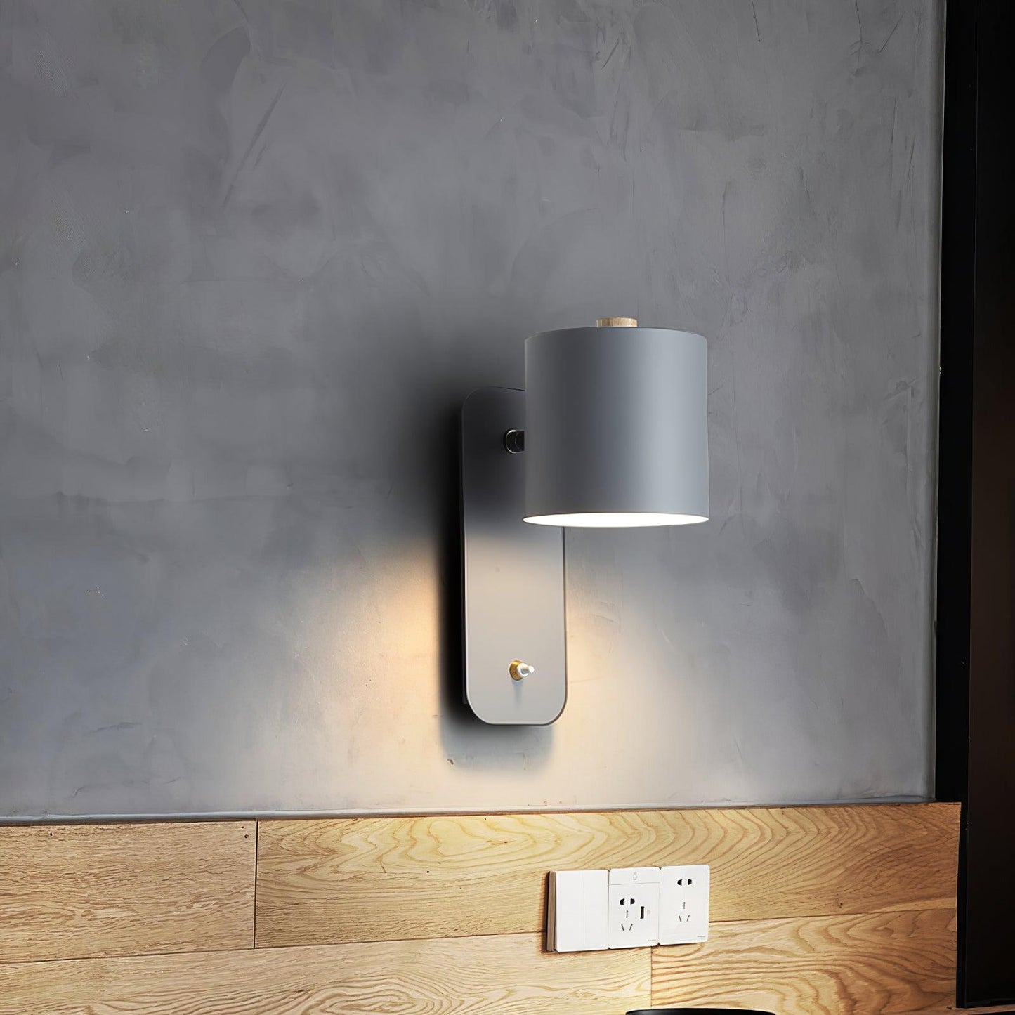 Rotatable Cylinder Plug-in Wall Lamp with Adjustable Brightness for Living Room & Bedroom Lighting
