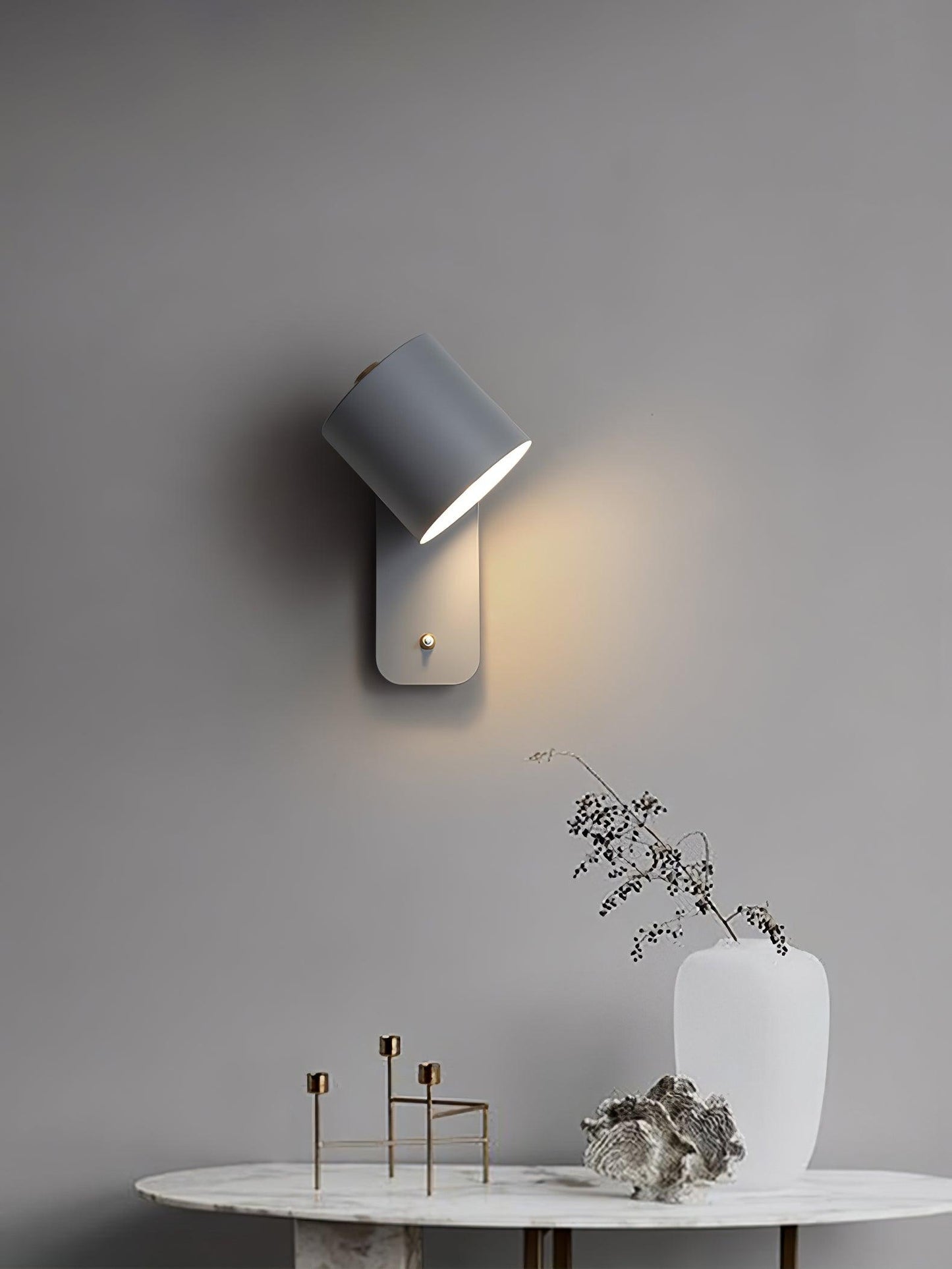 Rotatable Cylinder Plug-in Wall Lamp with Adjustable Brightness for Living Room & Bedroom Lighting