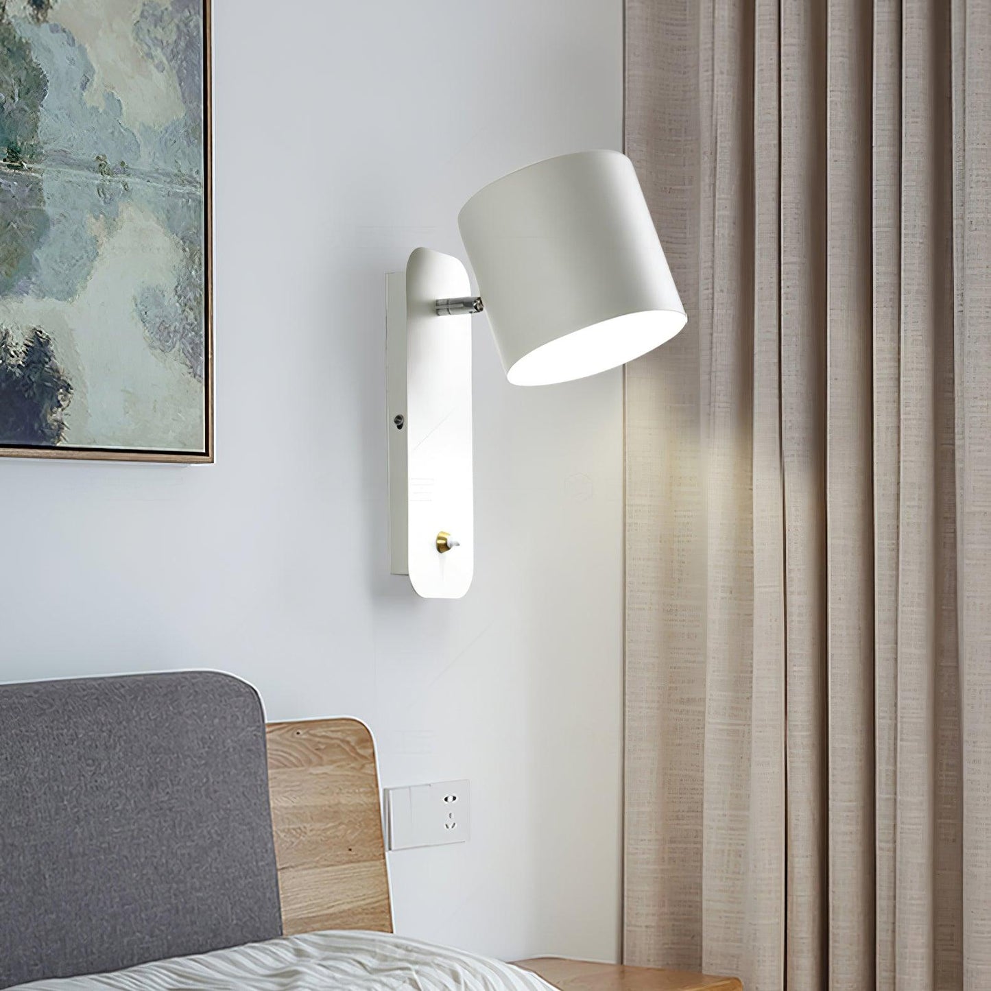 Rotatable Cylinder Plug-in Wall Lamp with Adjustable Brightness for Living Room & Bedroom Lighting