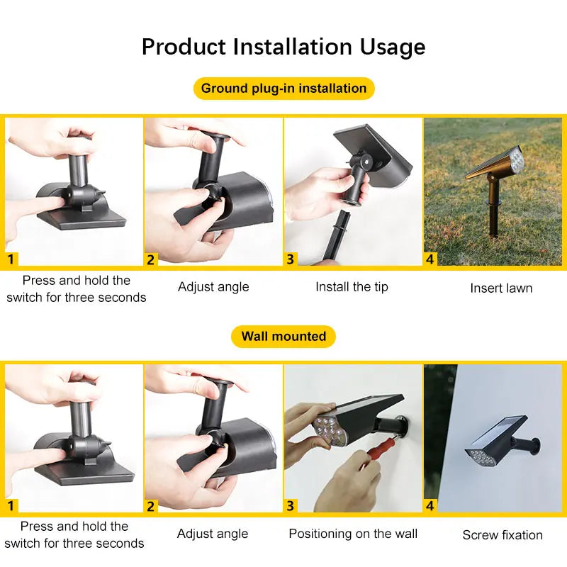 Waterproof Solar Powered Garden Lights | Led outdoor lights, Adjustable Brightness & RGB for Garden, Patio, and Solar Lawn lights