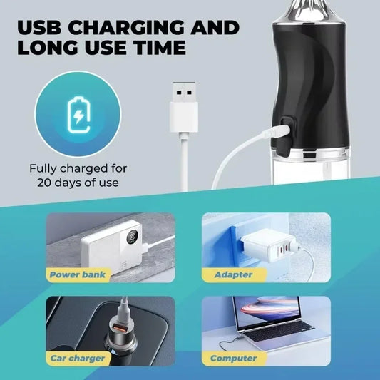 Portable Electric Water Flosser | USB Rechargeable Dental Floss, 4 Jet Tips & 220ml Tank for Effective Dental Care