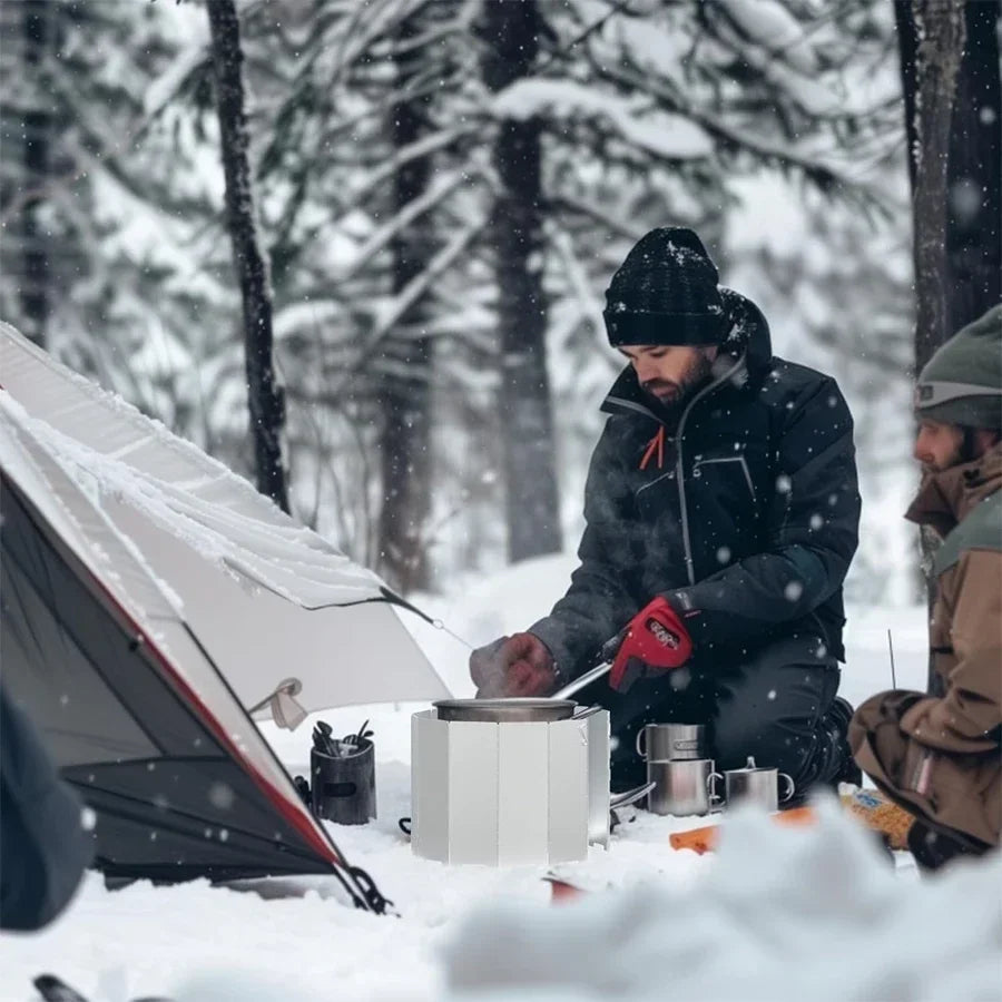 Folding Aluminum Stove Windscreen | Adjustable 9/10/12 Plates for Camping & Outdoor Cooking