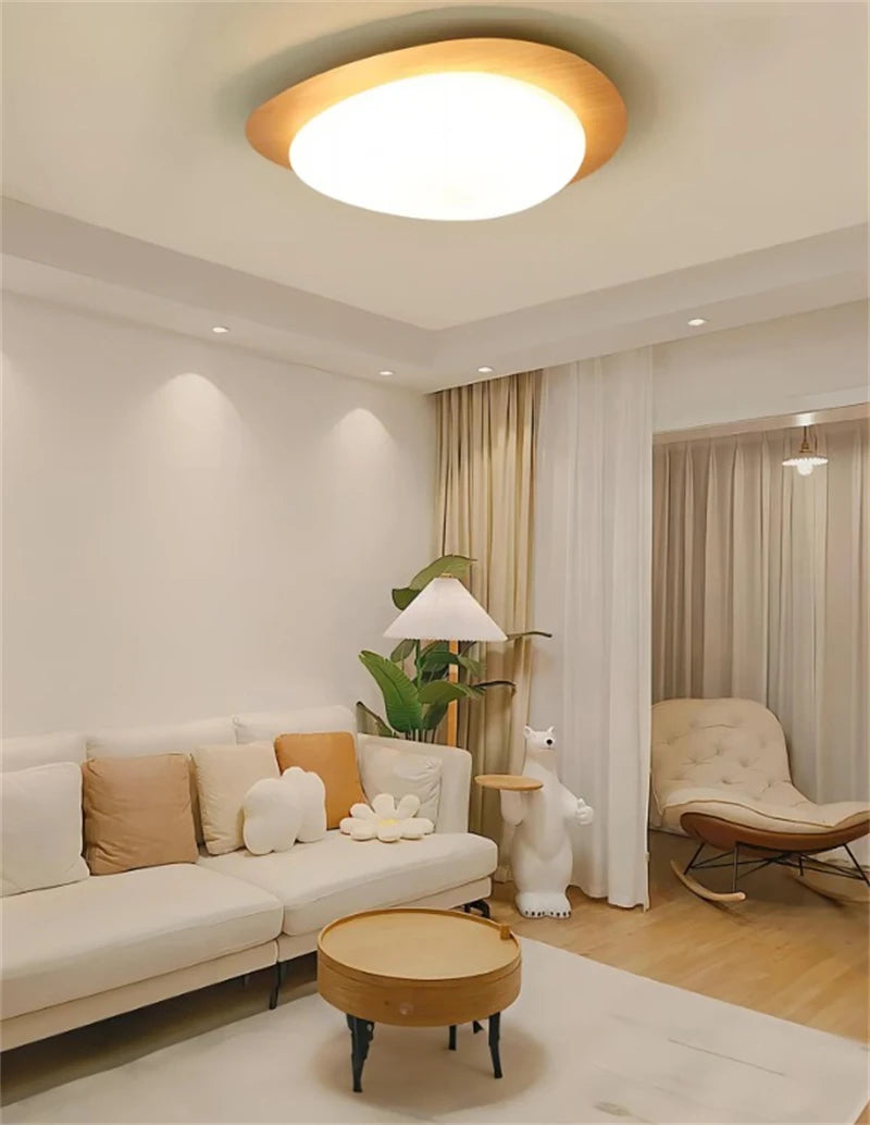 Nordic Ceiling Light | Ceiling Mount light fixture, Dimmable, Walnut Wood Grain Finish & Ideal for Indoor Home Decor