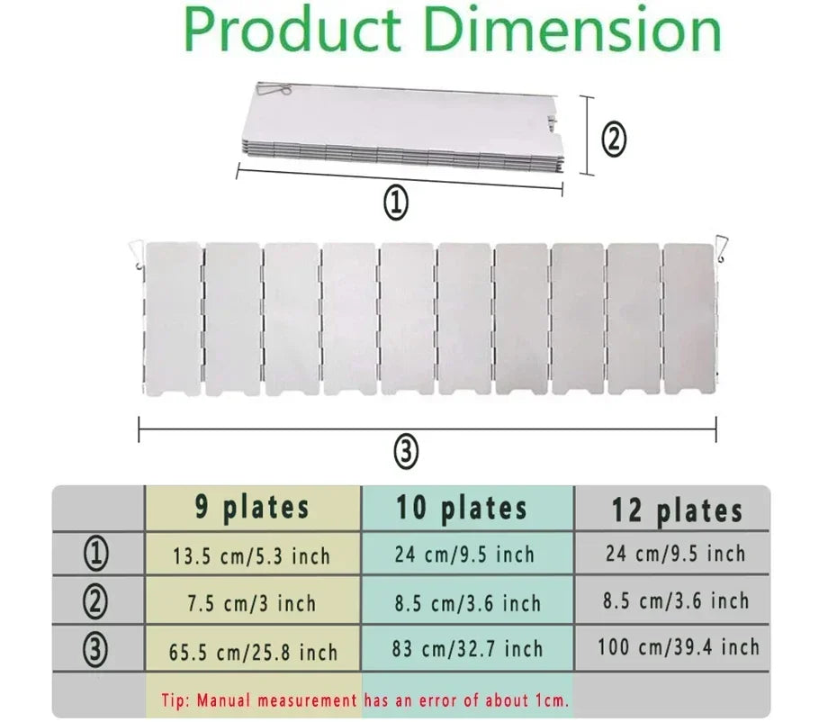 Folding Aluminum Stove Windscreen | Adjustable 9/10/12 Plates for Camping & Outdoor Cooking