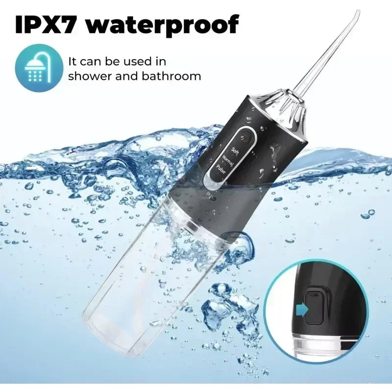 Portable Electric Water Flosser | USB Rechargeable Dental Floss, 4 Jet Tips & 220ml Tank for Effective Dental Care