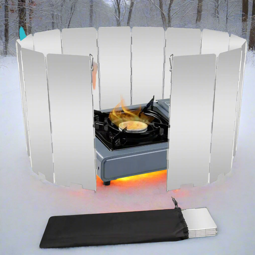 Folding Aluminum Stove Windscreen | Adjustable 9/10/12 Plates for Camping & Outdoor Cooking