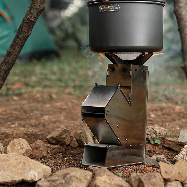 Portable Outdoor Rocket Wood Burning Stove | Efficient, Lightweight & Ideal for Camping and Backyard Gatherings
