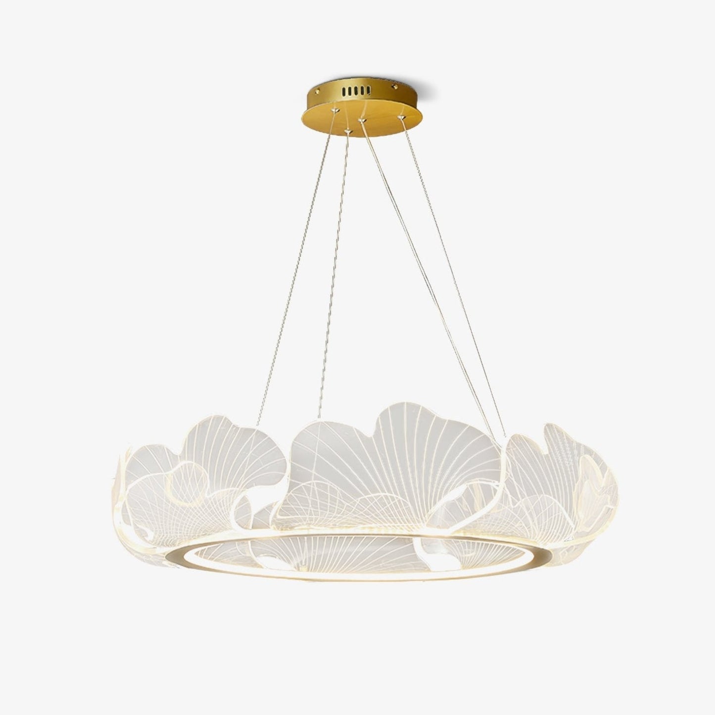 Leaf-Shaped LED Chandelier | Dimmable, Gold Finish & Ideal for Living Room or Office Spaces