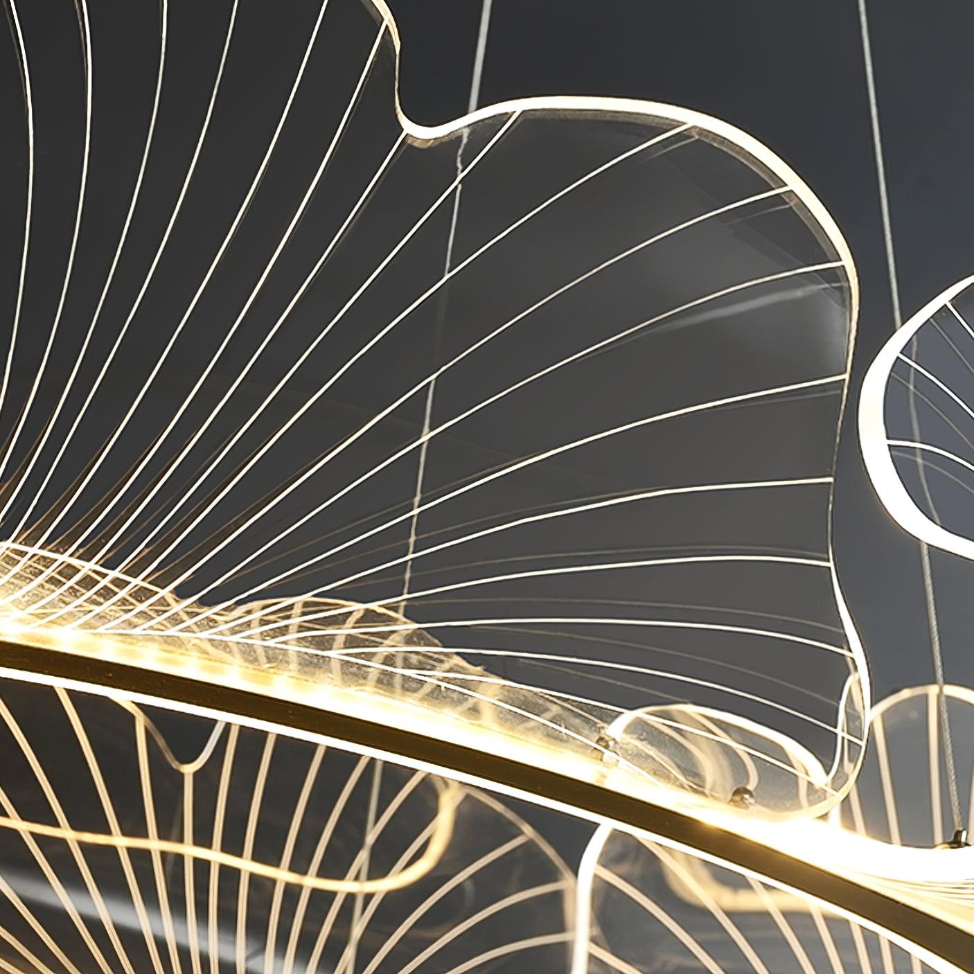 Leaf-Shaped LED Chandelier | Dimmable, Gold Finish & Ideal for Living Room or Office Spaces