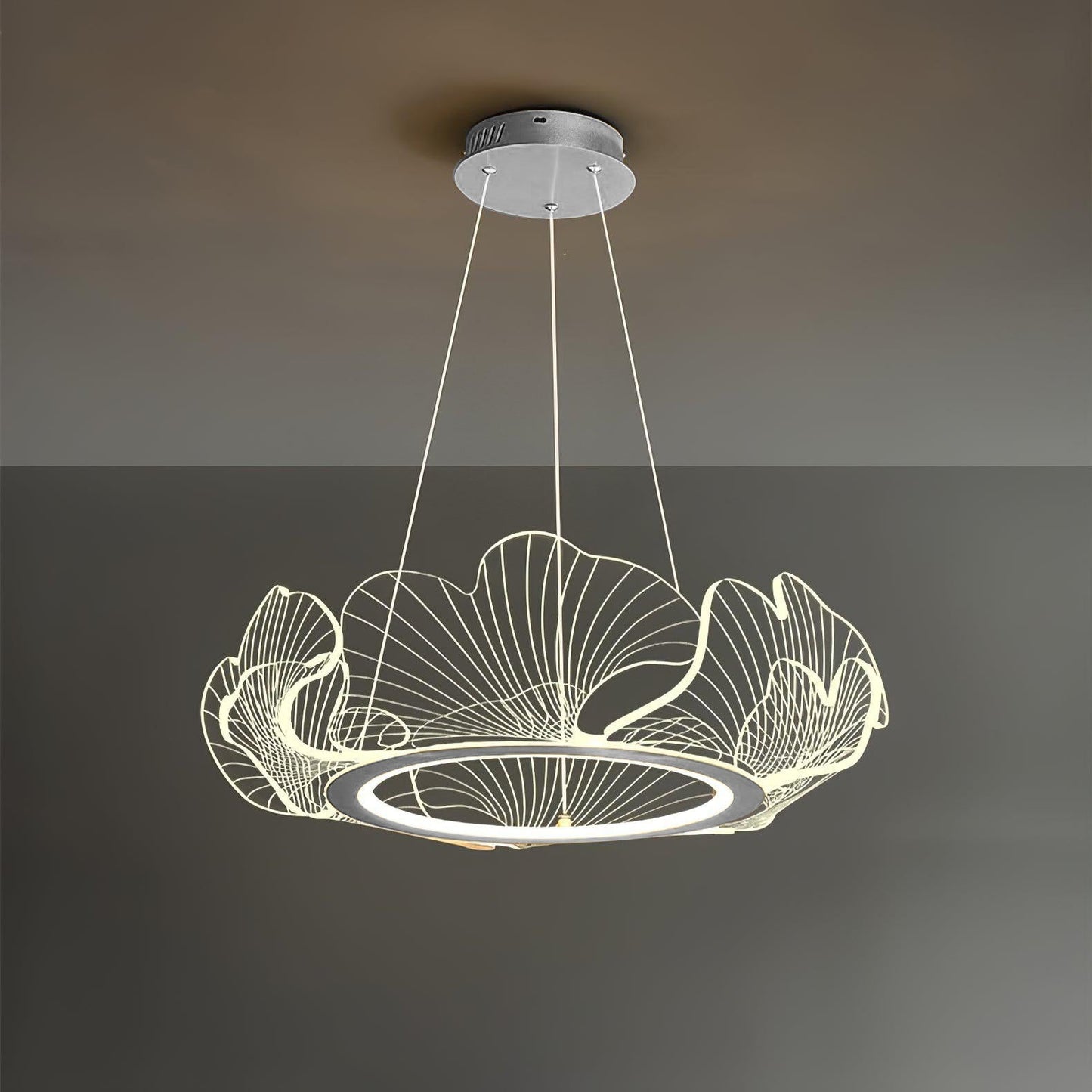 Leaf-Shaped LED Chandelier | Dimmable, Gold Finish & Ideal for Living Room or Office Spaces