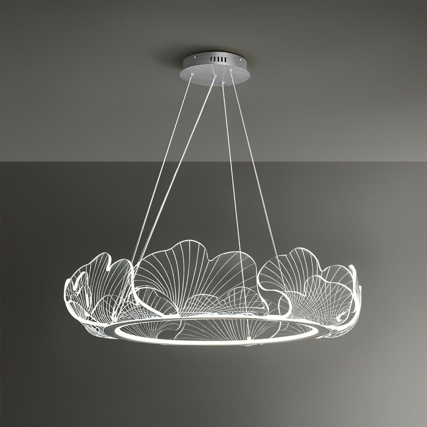 Leaf-Shaped LED Chandelier | Dimmable, Gold Finish & Ideal for Living Room or Office Spaces