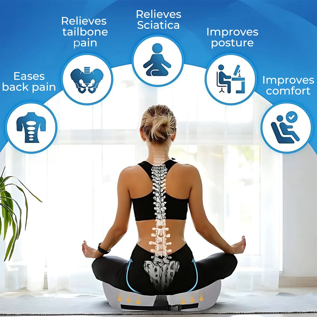 Memory Foam Seat Cushion | Adjustable Tailbone Relief & Posture Support for Office Chairs