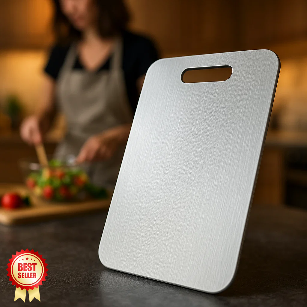 TitanCut™ - Medical Grade Titanium Cutting Board | Durable, Non-porous Board Cutting for Safe Food Preparation & Kitchen Use | Better than Wood Cutting Board