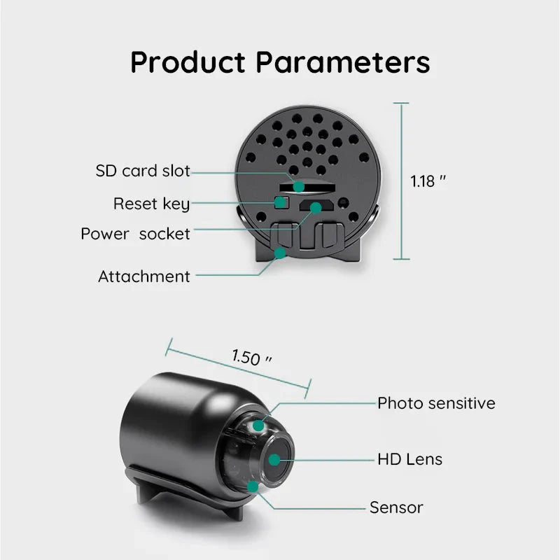 Mini Wireless Security Camera | 1080p HD, Motion Detection & Night Vision for Home and Office Monitoring