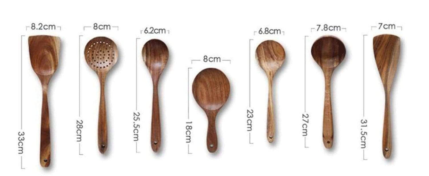 7-Piece Wooden Spoon Utensils | Wooden Kitchen Utensils & Cooking Utensils Set | Kitchen Utensil Set