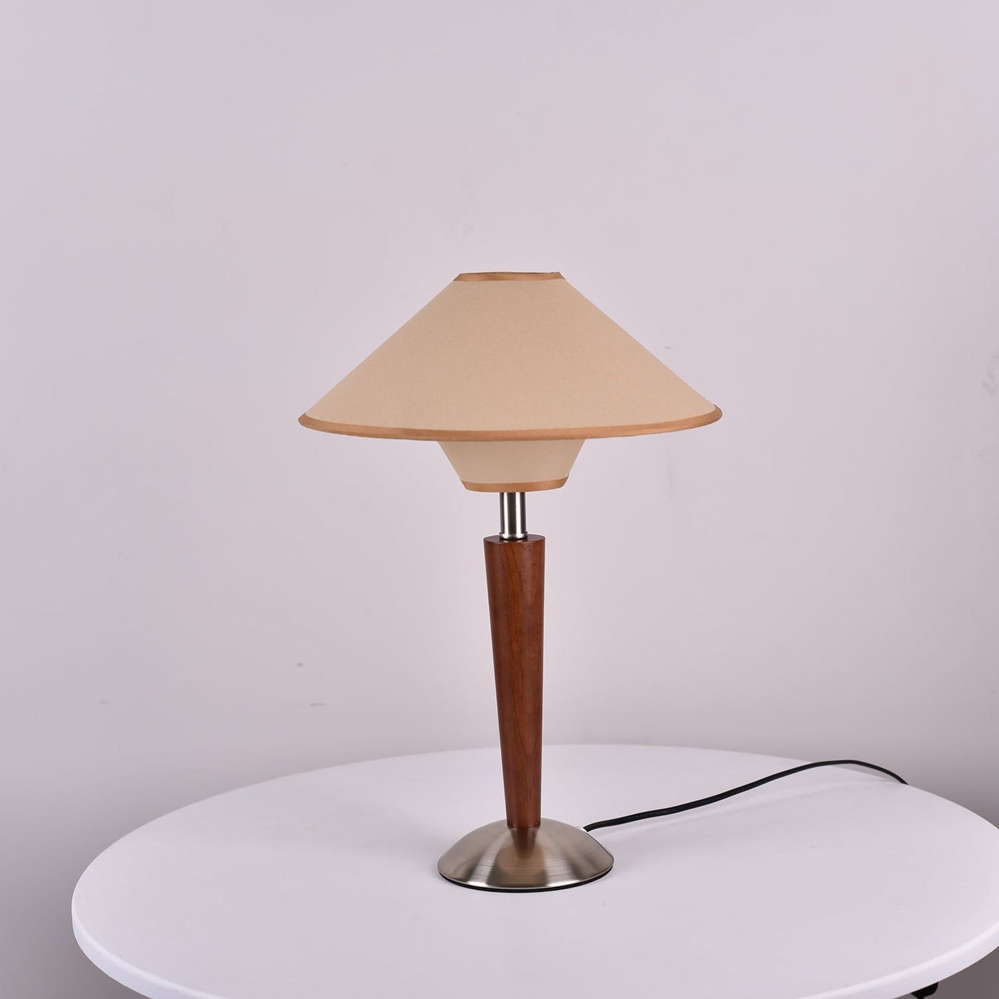 Wooden Table Lamp | Sleek Design with Fabric Shade & Ideal for Indoor Use in Modern Living Spaces