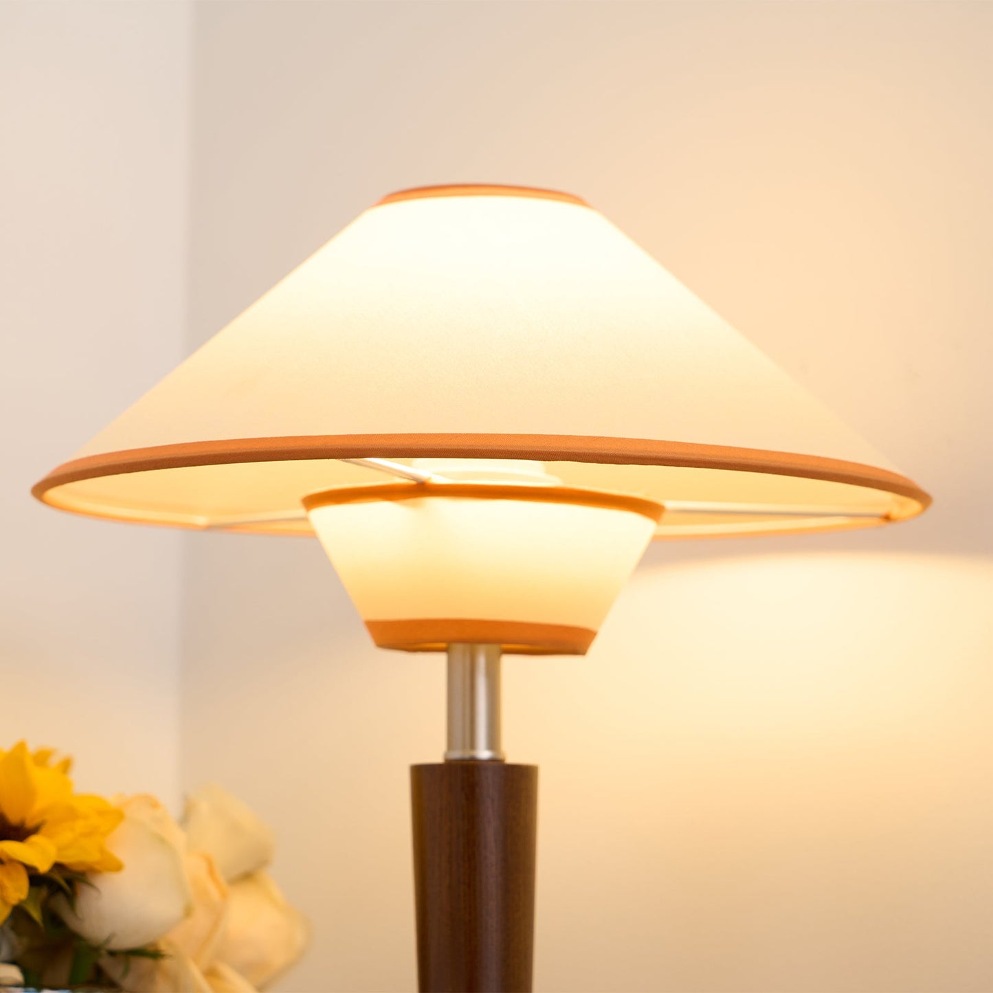 Wooden Table Lamp | Sleek Design with Fabric Shade & Ideal for Indoor Use in Modern Living Spaces