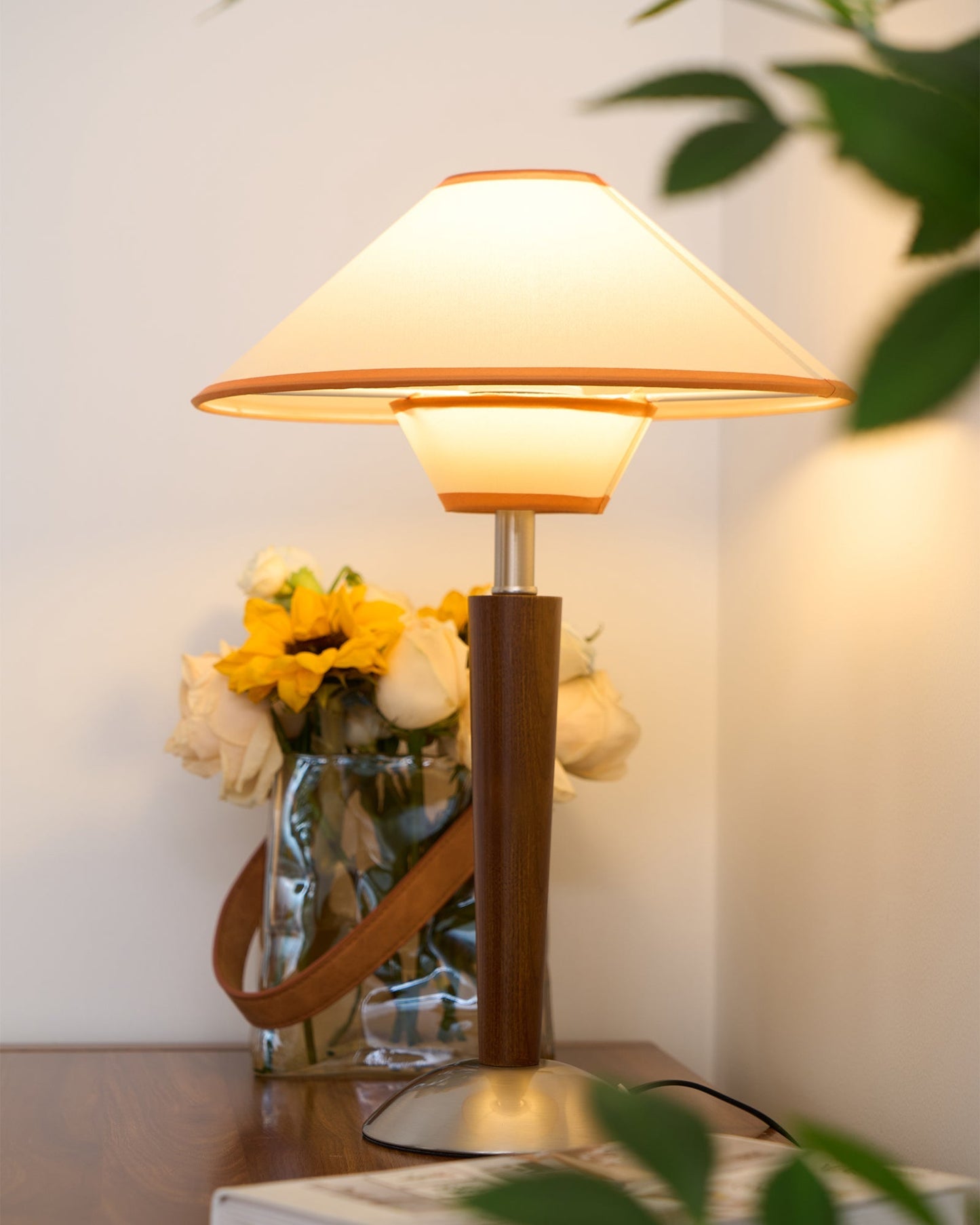 Wooden Table Lamp | Sleek Design with Fabric Shade & Ideal for Indoor Use in Modern Living Spaces