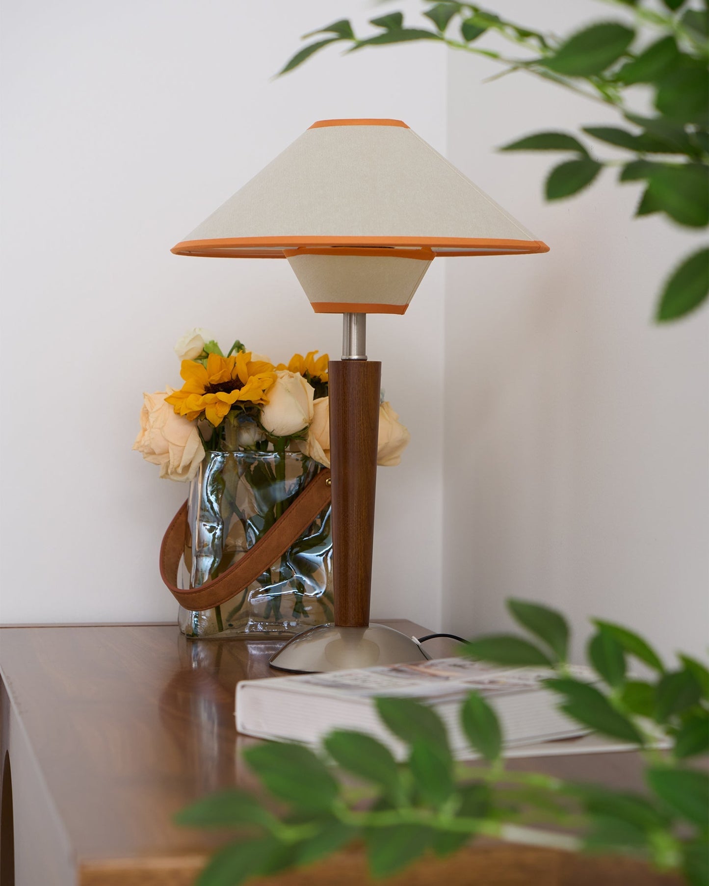 Wooden Table Lamp | Sleek Design with Fabric Shade & Ideal for Indoor Use in Modern Living Spaces