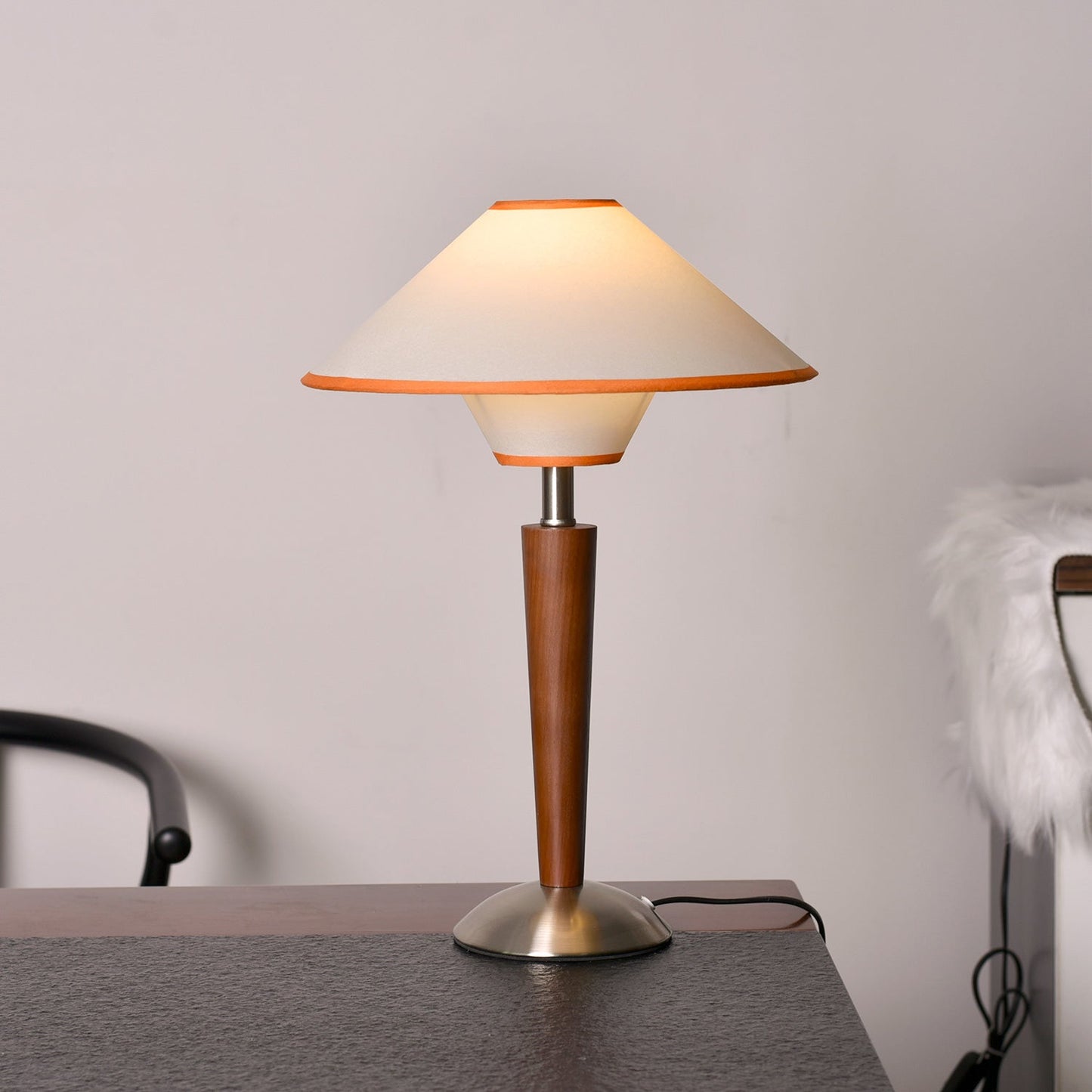 Wooden Table Lamp | Sleek Design with Fabric Shade & Ideal for Indoor Use in Modern Living Spaces