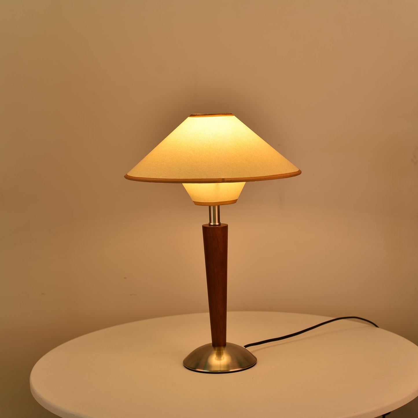 Wooden Table Lamp | Sleek Design with Fabric Shade & Ideal for Indoor Use in Modern Living Spaces