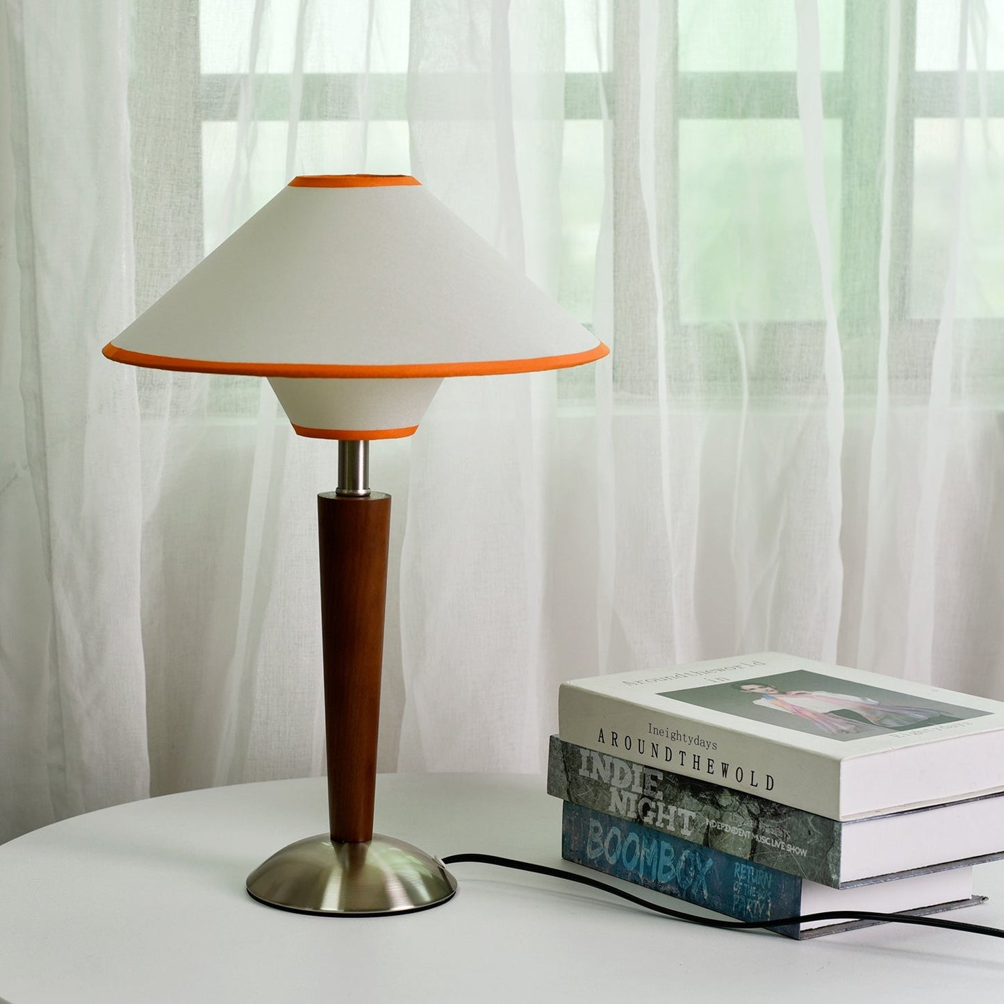 Wooden Table Lamp | Sleek Design with Fabric Shade & Ideal for Indoor Use in Modern Living Spaces