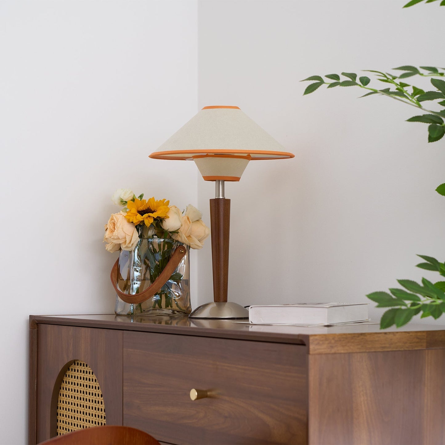 Wooden Table Lamp | Sleek Design with Fabric Shade & Ideal for Indoor Use in Modern Living Spaces