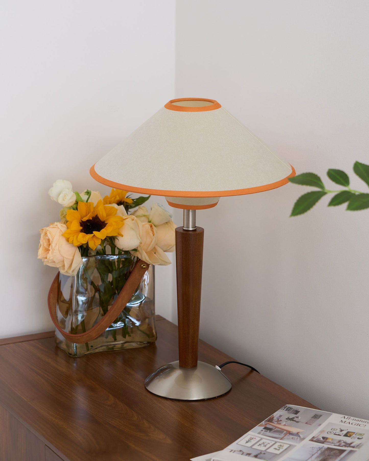 Wooden Table Lamp | Sleek Design with Fabric Shade & Ideal for Indoor Use in Modern Living Spaces