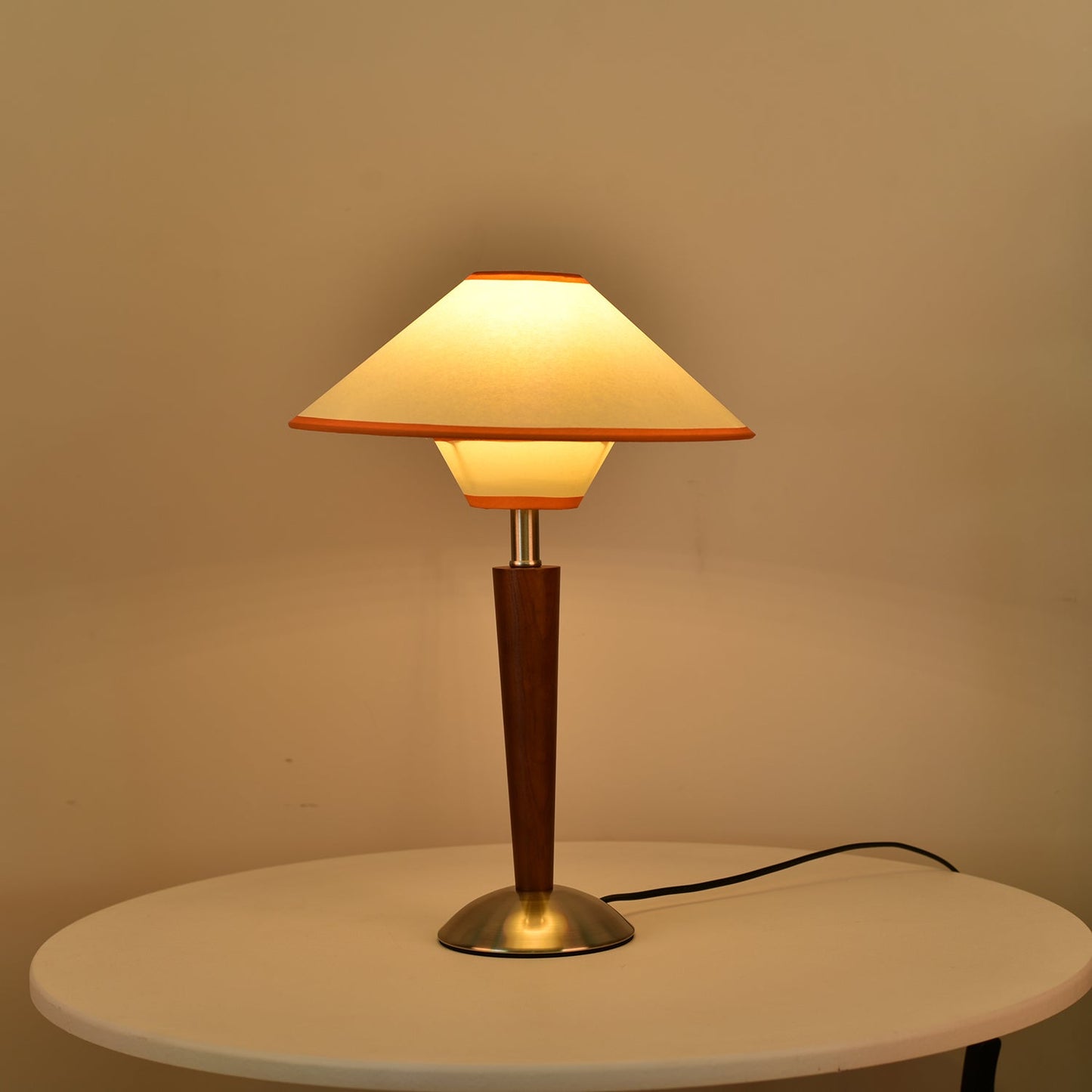 Wooden Table Lamp | Sleek Design with Fabric Shade & Ideal for Indoor Use in Modern Living Spaces