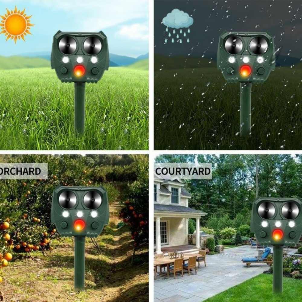 Ultrasonic Cat Repellent Device - Sonar Noise Deterrent for Cats, Dogs, Foxes, Rats & Squirrels - Effective Outdoor Animal Control