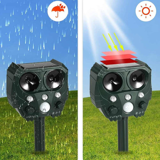 Ultrasonic Cat Repellent Device - Sonar Noise Deterrent for Cats, Dogs, Foxes, Rats & Squirrels - Effective Outdoor Animal Control