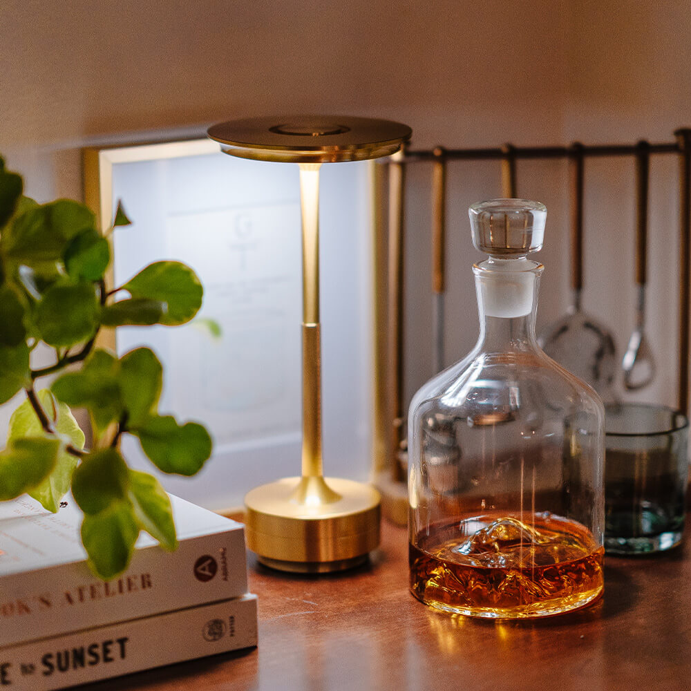 Cordless Metallic Table Lamp | Dimmable, Water-Resistant & Adjustable Light for Indoor and Outdoor Use