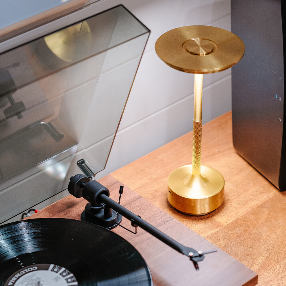 Cordless Metallic Table Lamp | Dimmable, Water-Resistant & Adjustable Light for Indoor and Outdoor Use