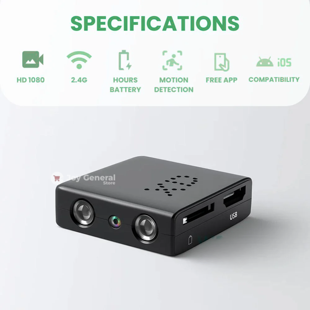 Mini Wireless Hidden Camera with Audio - Compact Spy Camera for Home Security & Nanny Monitoring