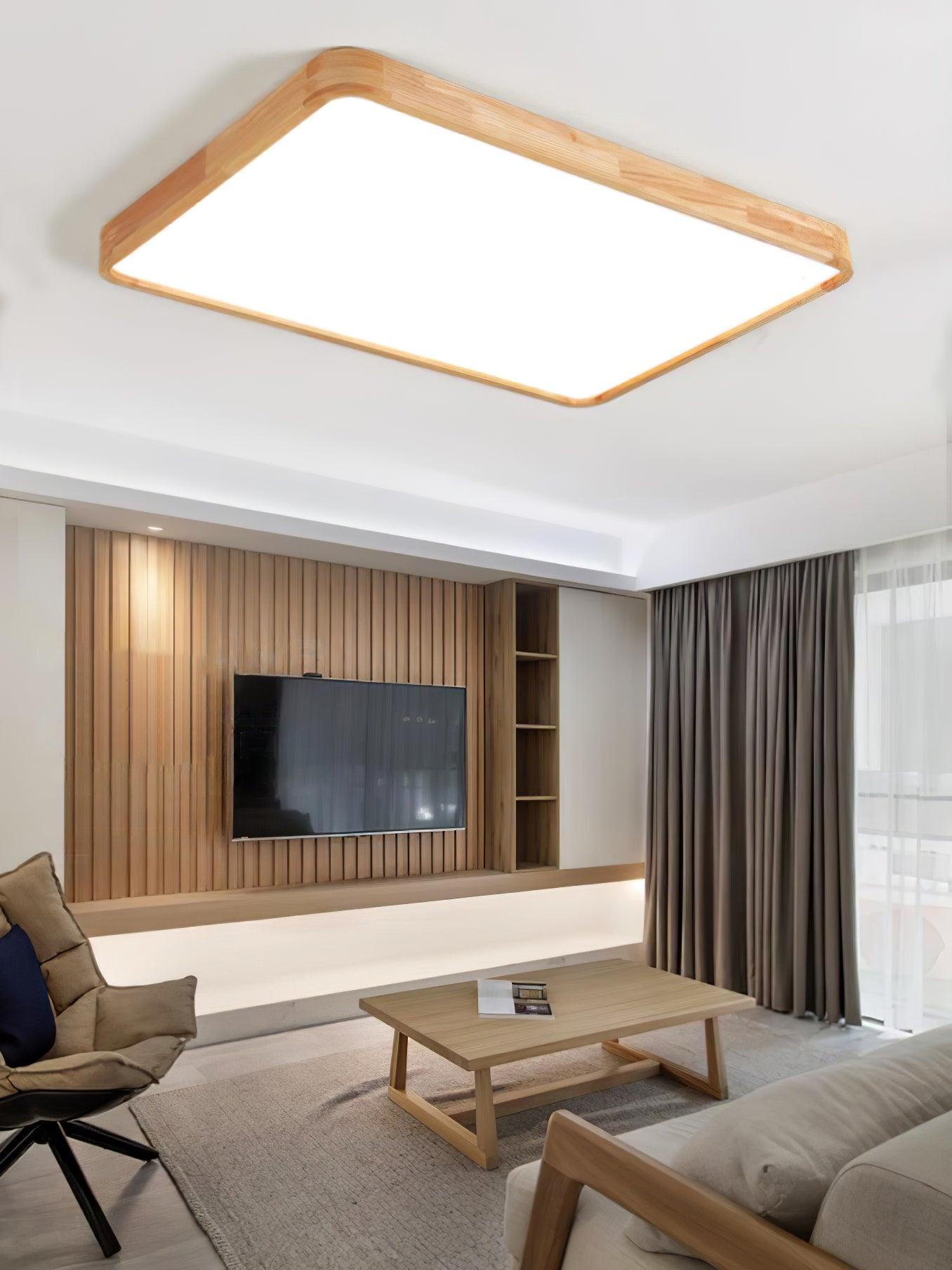 Wooden Geometric Ceiling Light | Dimmable LED, Adjustable Brightness & Modern Design for Indoor Spaces