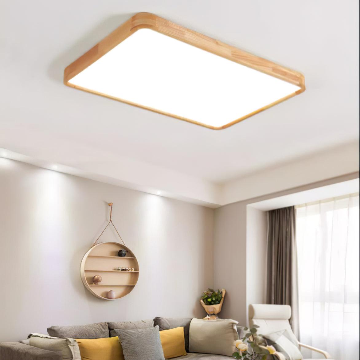 Wooden Geometric Ceiling Light | Dimmable LED, Adjustable Brightness & Modern Design for Indoor Spaces