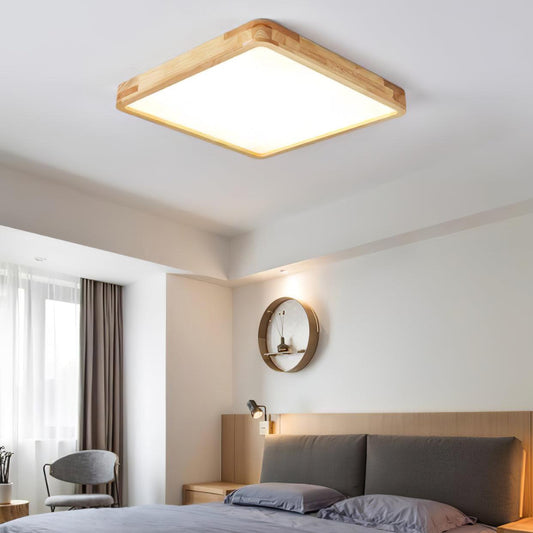 Wooden Geometric Ceiling Light | Dimmable LED, Adjustable Brightness & Modern Design for Indoor Spaces