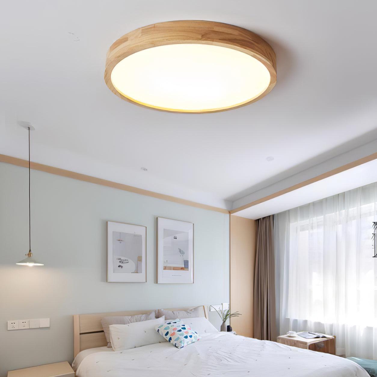 Wooden Geometric Ceiling Light | Dimmable LED, Adjustable Brightness & Modern Design for Indoor Spaces