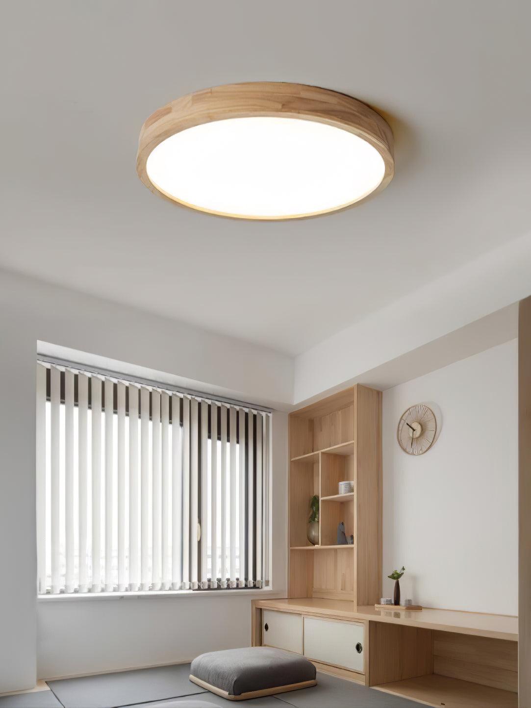 Wooden Geometric Ceiling Light | Dimmable LED, Adjustable Brightness & Modern Design for Indoor Spaces