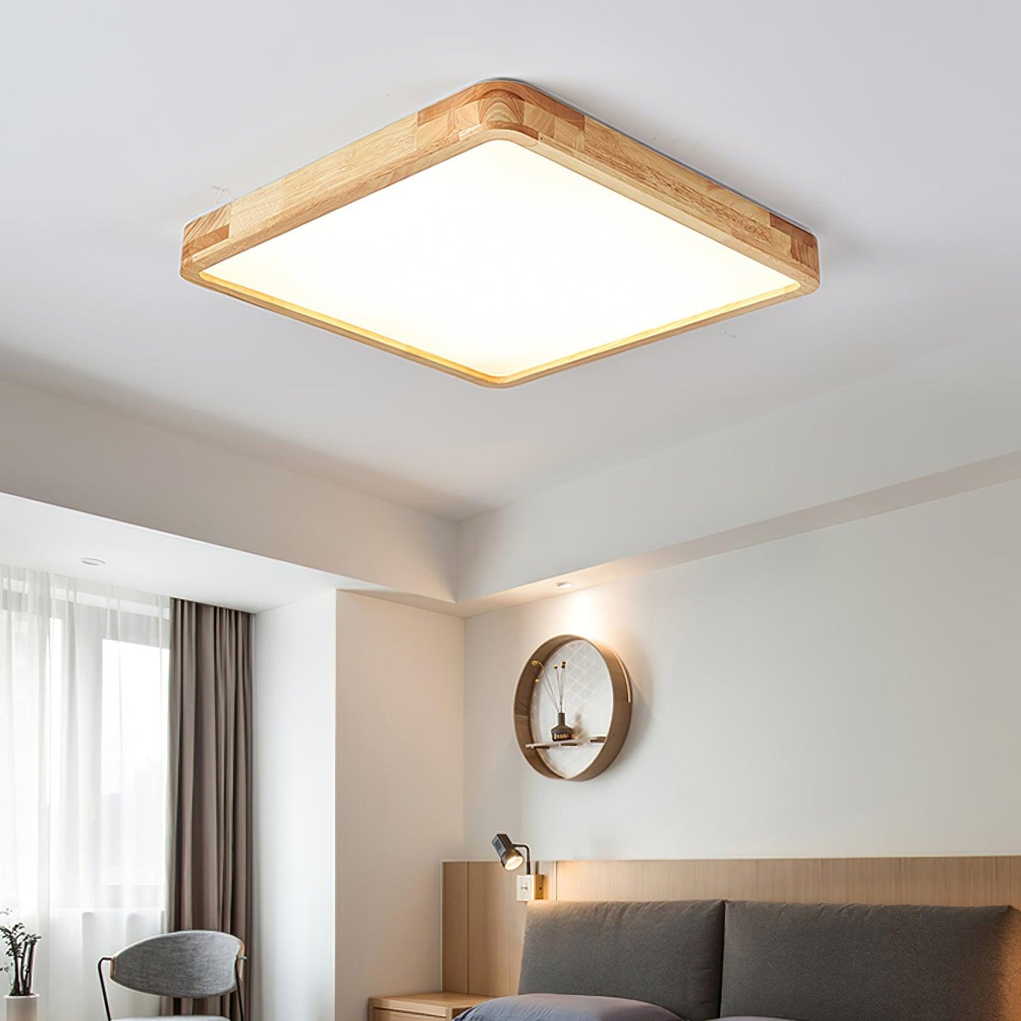 Wooden Geometric Ceiling Light | Dimmable LED, Adjustable Brightness & Modern Design for Indoor Spaces