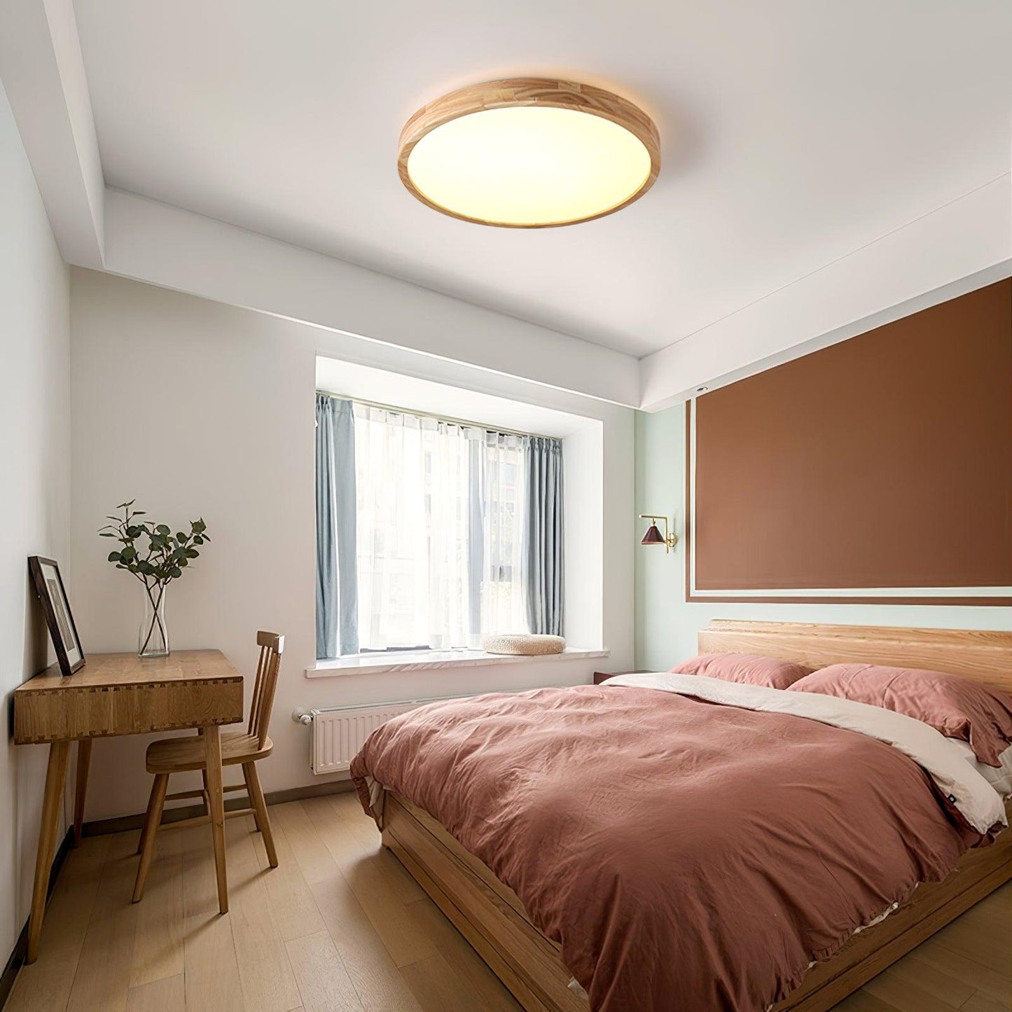 Wooden Geometric Ceiling Light | Dimmable LED, Adjustable Brightness & Modern Design for Indoor Spaces