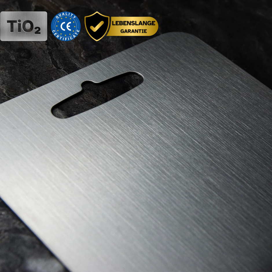 TitanCut™ - Medical Grade Titanium Cutting Board | Durable, Non-porous Board Cutting for Safe Food Preparation & Kitchen Use | Better than Wood Cutting Board