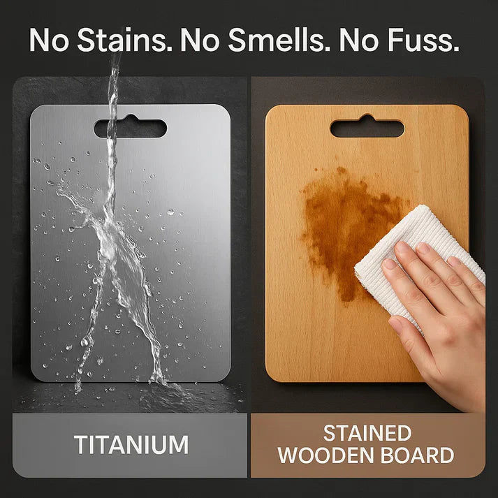 TitanCut™ - Medical Grade Titanium Cutting Board | Durable, Non-porous Board Cutting for Safe Food Preparation & Kitchen Use | Better than Wood Cutting Board