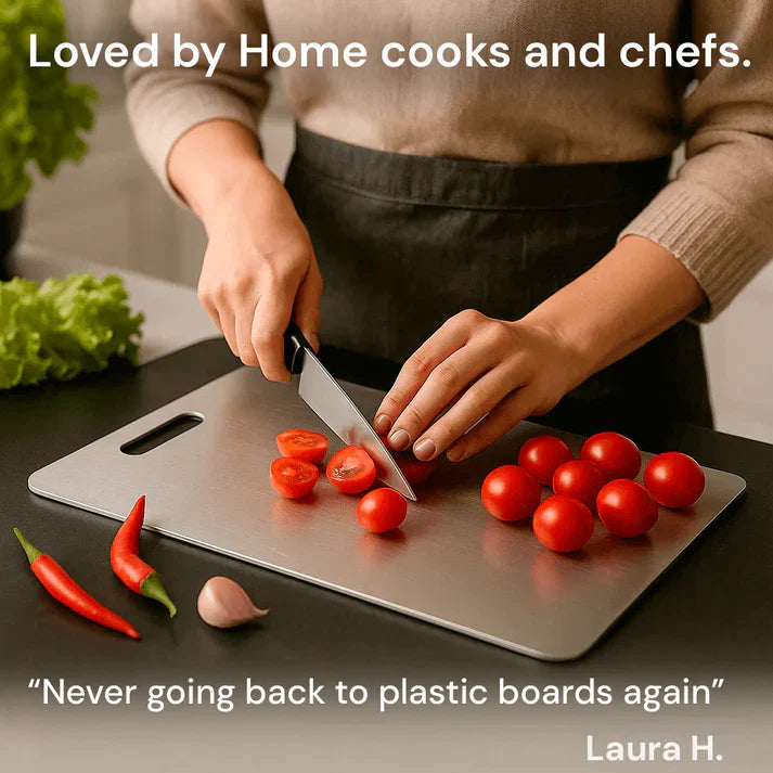 TitanCut™ - Medical Grade Titanium Cutting Board | Durable, Non-porous Board Cutting for Safe Food Preparation & Kitchen Use | Better than Wood Cutting Board