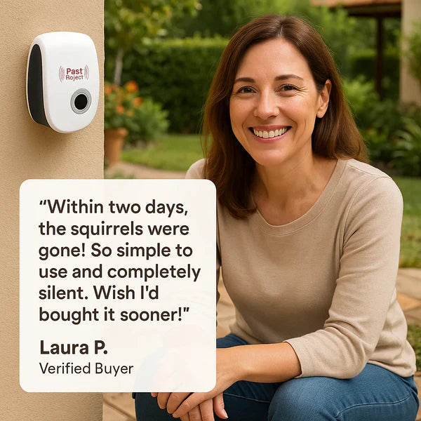 Ultrasonic Squirrel Repeller Device - Effective Pest Control for Gardens & Yards - Deters Squirrels in 48 Hours
