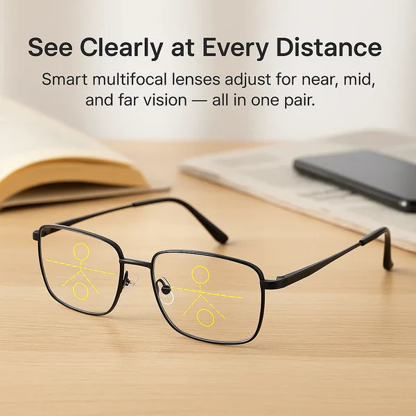 German Intelligent Progressive Glasses | Anti-Fingerprint, UV Protection & Ideal for Reading and Driving